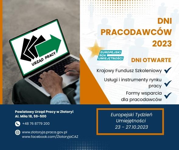 Grafika informująca o Dniach Pracodawców 2023 w urzędzie pracy w Złotoryi