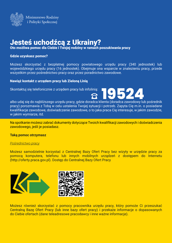 Ulotka dla uchodźców zUkrainy w wersji polskiej strona 1
