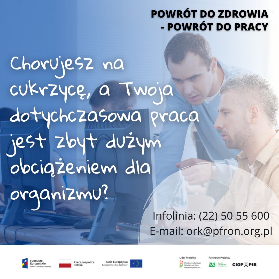 Plakat numer 2 dotyczący programu wsparcia dla osób chorych na cukrzycę
