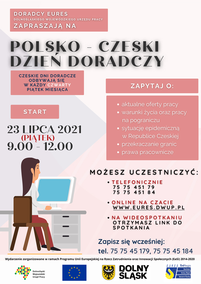 Plakat informujący o polsko-czeskim dniu doradczym w dniu 23.07.2021
