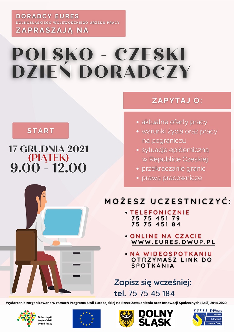 Plakat informacyjny dotyczący polsko-czeskiego dnia doradczego online