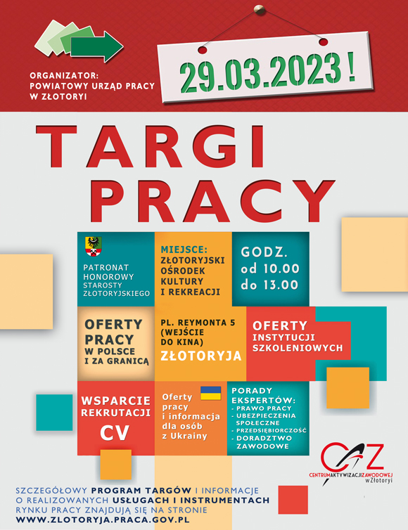 Plakat targgów pracy 2023 w Złotoryi