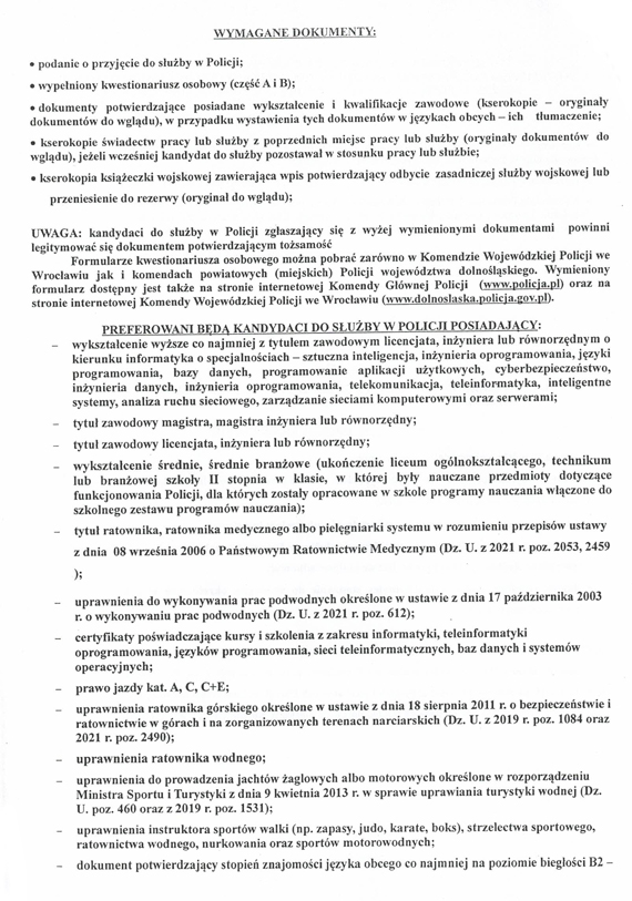Informacja graficzna o naborze do służby w Policji w 2022 roku
